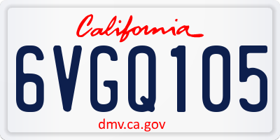 CA license plate 6VGQ105