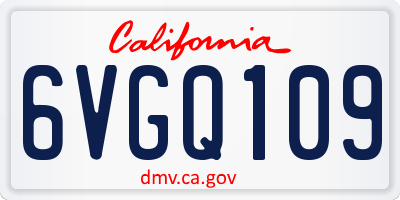 CA license plate 6VGQ109