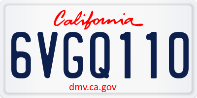 CA license plate 6VGQ110