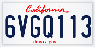 CA license plate 6VGQ113