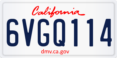 CA license plate 6VGQ114