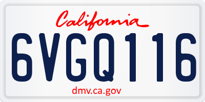 CA license plate 6VGQ116