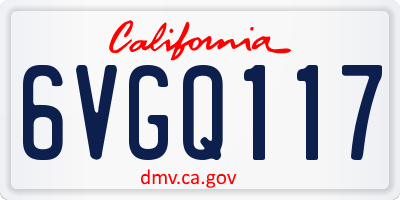 CA license plate 6VGQ117