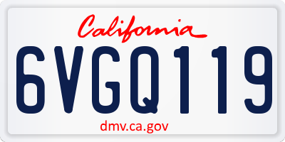 CA license plate 6VGQ119