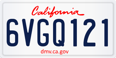 CA license plate 6VGQ121