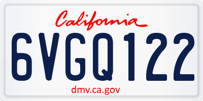 CA license plate 6VGQ122