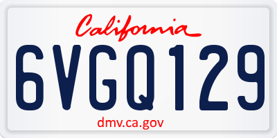 CA license plate 6VGQ129