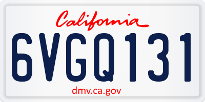 CA license plate 6VGQ131