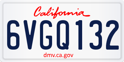 CA license plate 6VGQ132