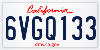 CA license plate 6VGQ133