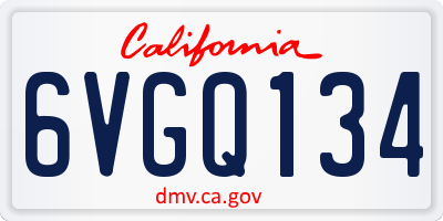 CA license plate 6VGQ134