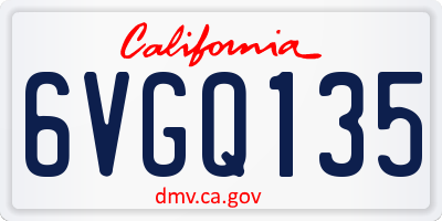 CA license plate 6VGQ135
