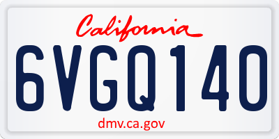 CA license plate 6VGQ140