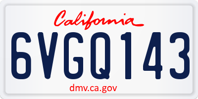 CA license plate 6VGQ143