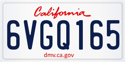 CA license plate 6VGQ165