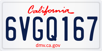 CA license plate 6VGQ167