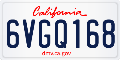 CA license plate 6VGQ168