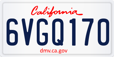 CA license plate 6VGQ170