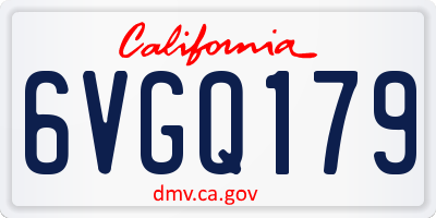 CA license plate 6VGQ179