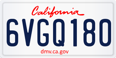 CA license plate 6VGQ180