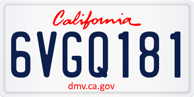 CA license plate 6VGQ181
