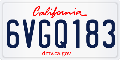 CA license plate 6VGQ183