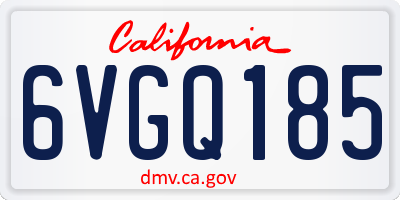 CA license plate 6VGQ185