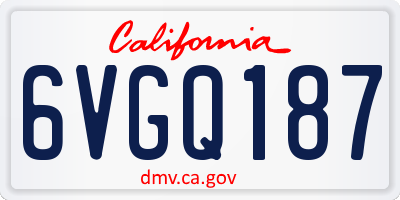 CA license plate 6VGQ187
