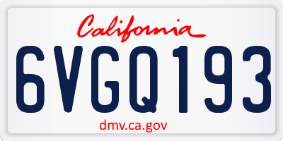 CA license plate 6VGQ193