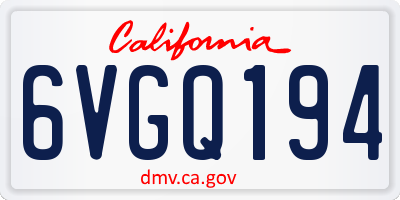 CA license plate 6VGQ194