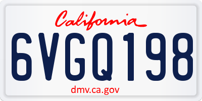 CA license plate 6VGQ198