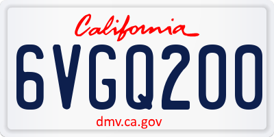 CA license plate 6VGQ200
