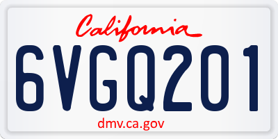 CA license plate 6VGQ201