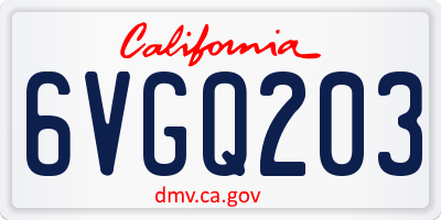 CA license plate 6VGQ203
