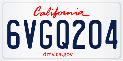 CA license plate 6VGQ204
