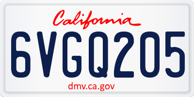 CA license plate 6VGQ205