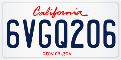 CA license plate 6VGQ206