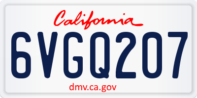 CA license plate 6VGQ207