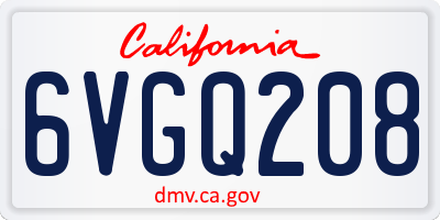 CA license plate 6VGQ208