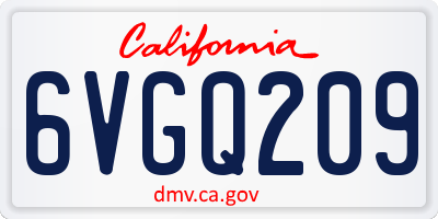 CA license plate 6VGQ209