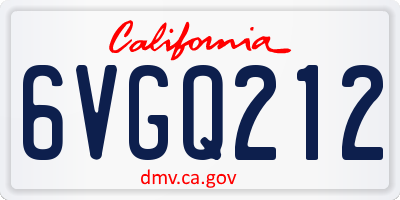 CA license plate 6VGQ212