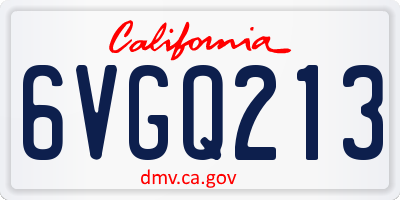 CA license plate 6VGQ213