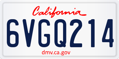 CA license plate 6VGQ214