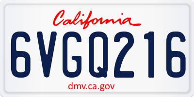 CA license plate 6VGQ216