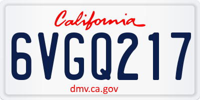 CA license plate 6VGQ217