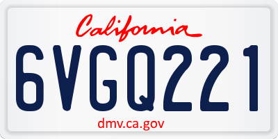 CA license plate 6VGQ221