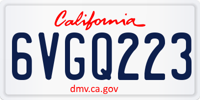 CA license plate 6VGQ223