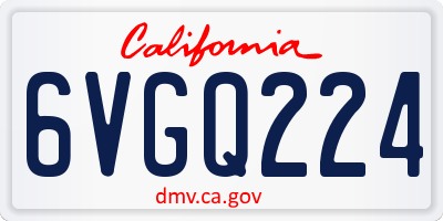 CA license plate 6VGQ224