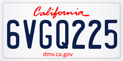 CA license plate 6VGQ225