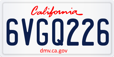 CA license plate 6VGQ226
